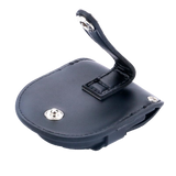 Black Smooth Leather Strap Pouch