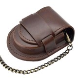 Brown Smooth Leather Strap Pouch