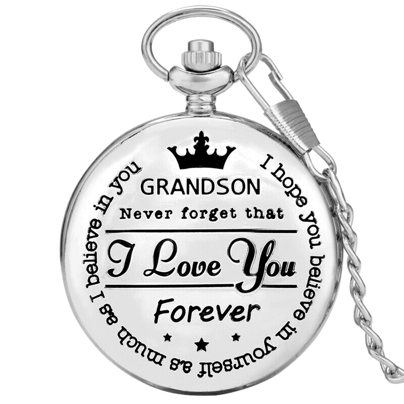 To My Grandson Silver Pocket Watch