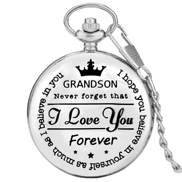 "To My Grandson" Silver Pocket Watch