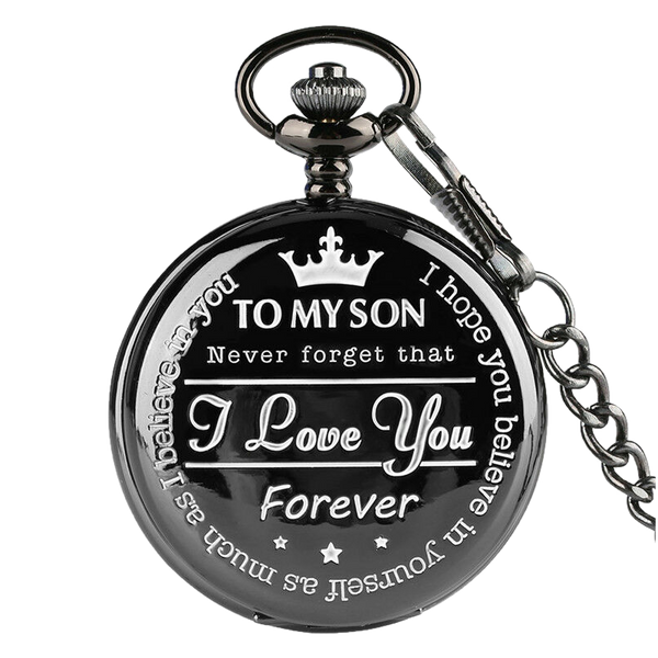 "To My Son" Black Pocket Watch