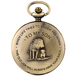 "To My Son" Lion Bronze Pocket Watch