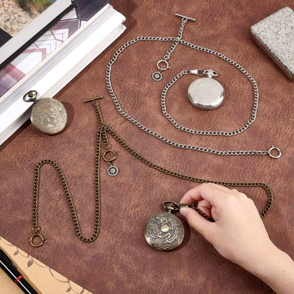 Albert Pocket Watch Chain Heavy Sterling Silver Double Albert