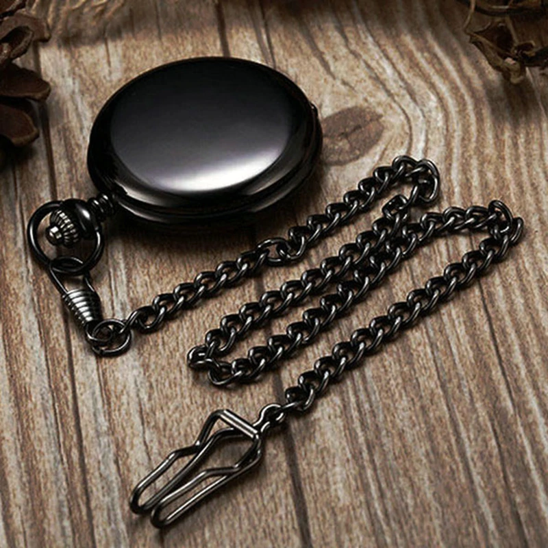 Brilliant Black Analog Quartz Pocket Watch