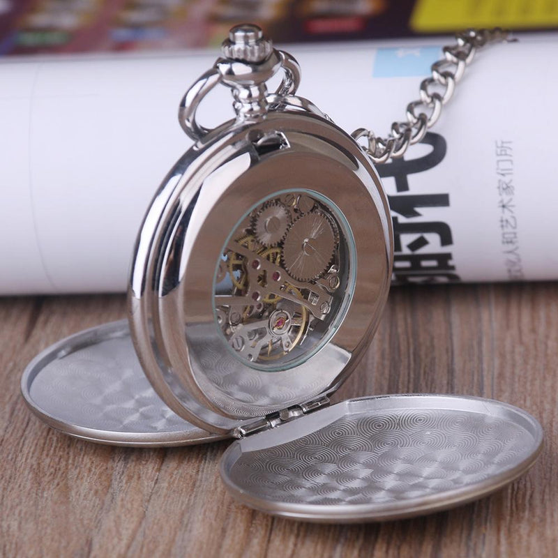 Royal Silver Double Hunter Mechanical Pocket Watch