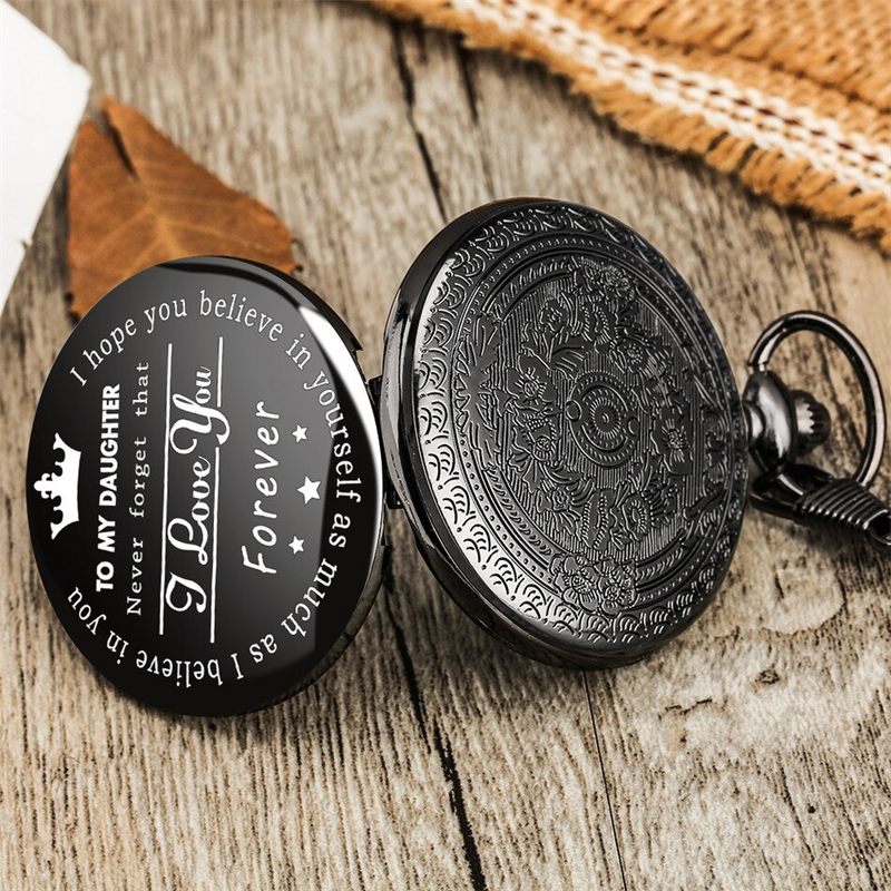 "To My Daughter" Black Pocket Watch