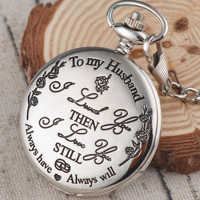 "To My Husband" Silver Pocket Watch