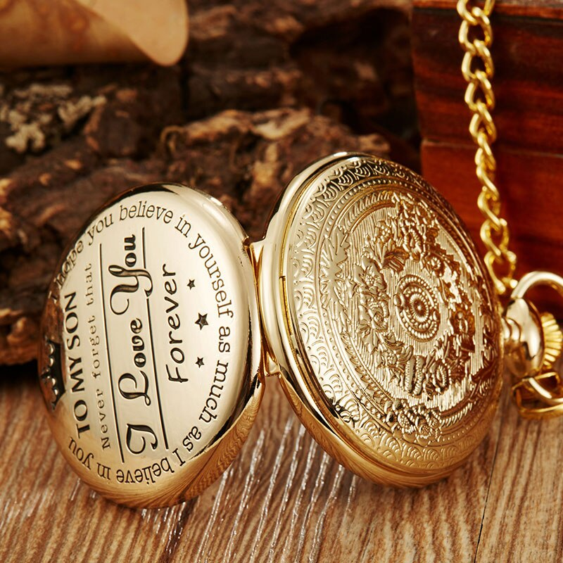 Engraved pocket watch for son discount