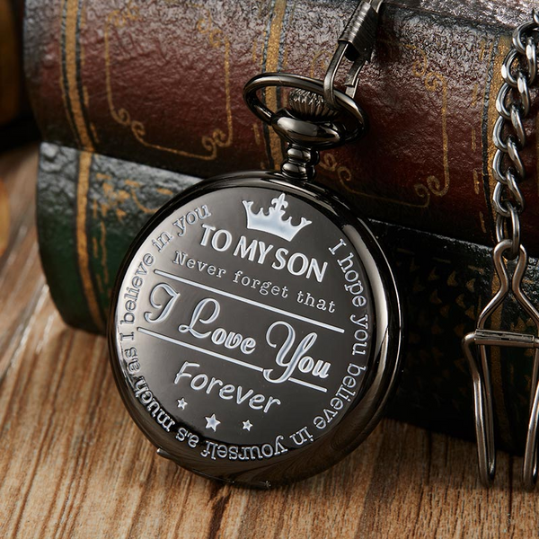 "To My Son" Black Pocket Watch