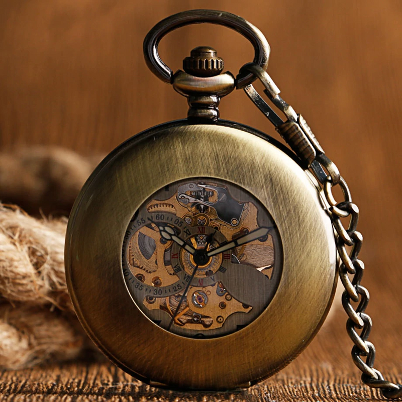 Retro Bronze Mechanical Demi Pocket Watch