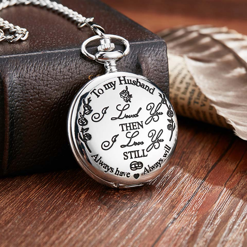 "To My Husband" Silver Pocket Watch