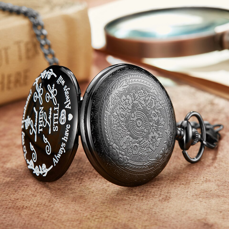 "To My Husband" Black Pocket Watch