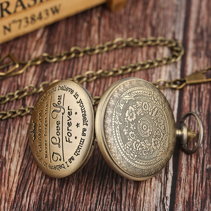 "To My Grandson" Bronze Pocket Watch