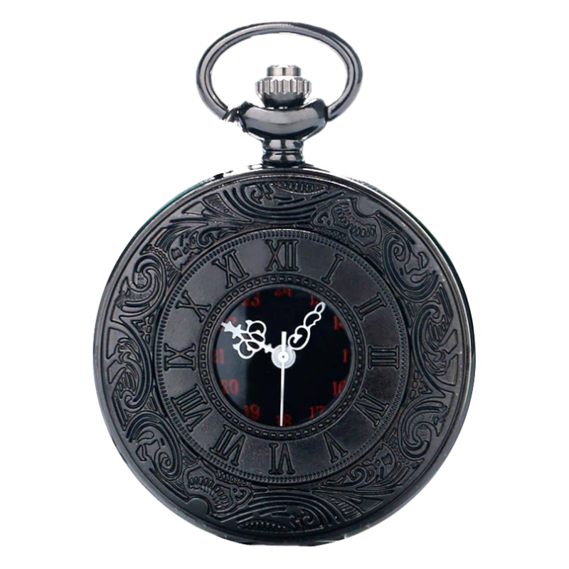 Black Roman Steampunk Quartz Demi Pocket Watch