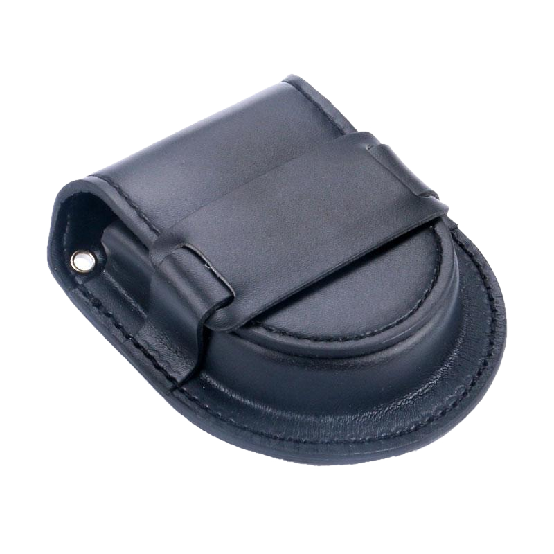 Black Smooth Leather Strap Pouch