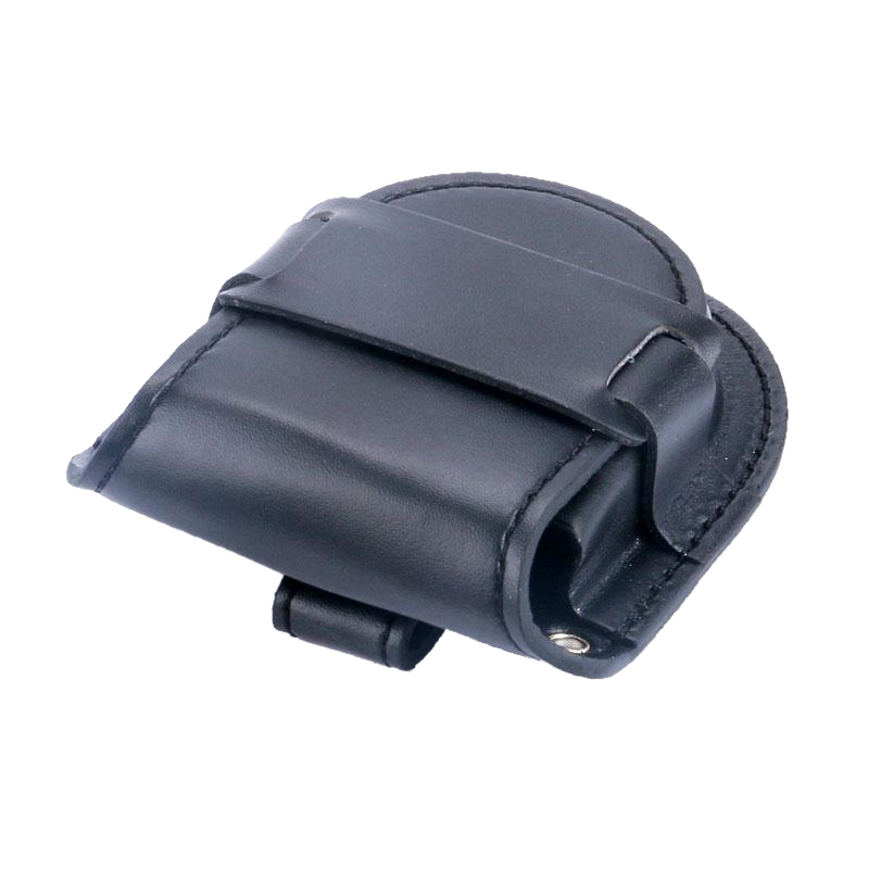 Black Smooth Leather Strap Pouch