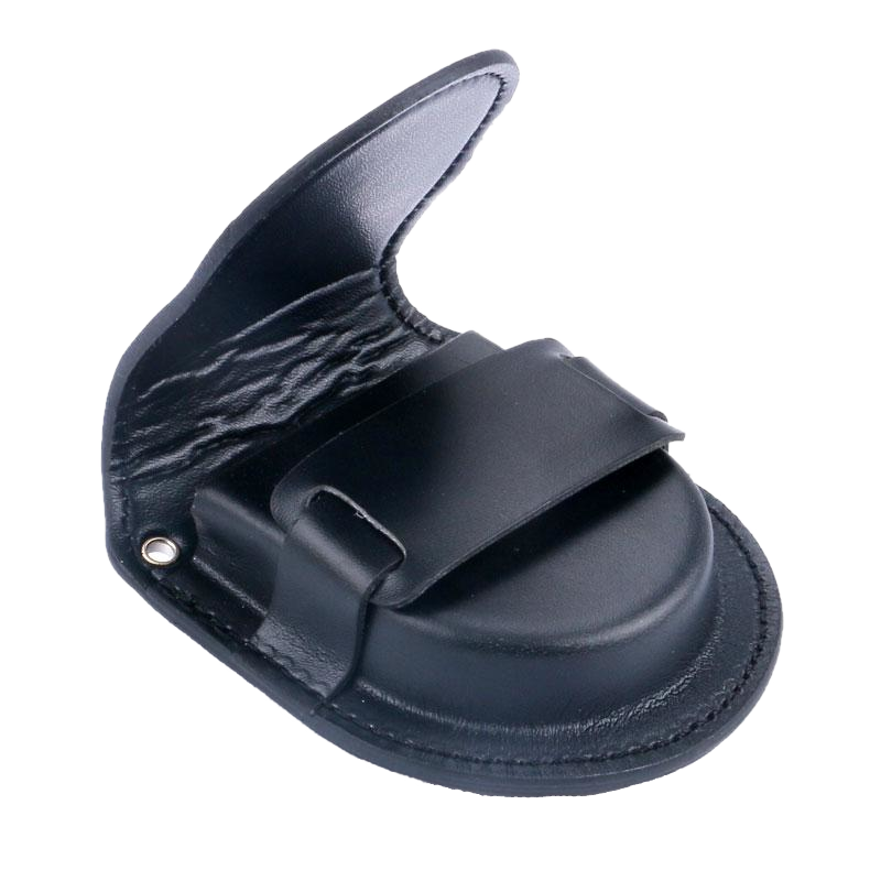 Black Smooth Leather Strap Pouch