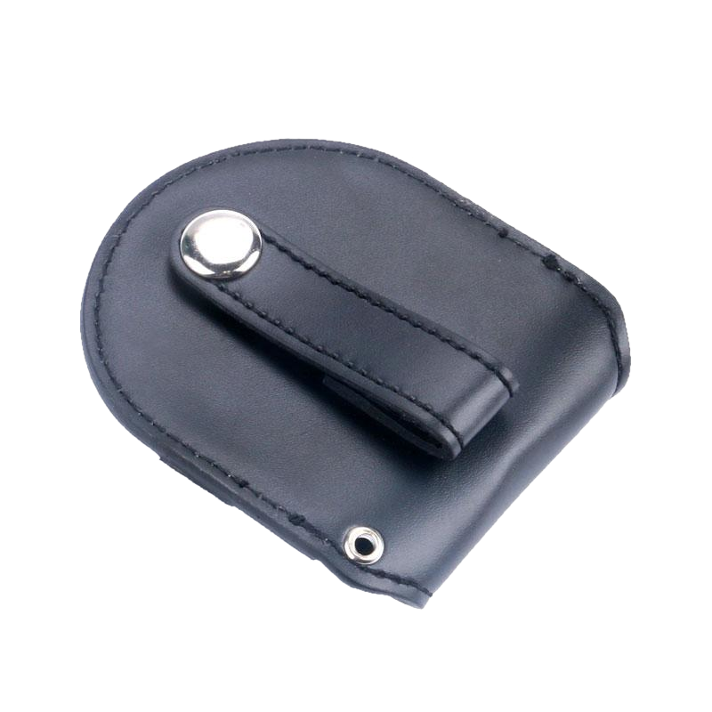 Black Smooth Leather Strap Pouch