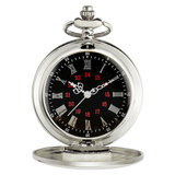 Bright Silver Roman Quartz Pocket Watch