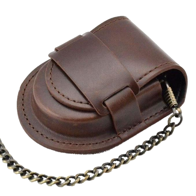 Brown Smooth Leather Strap Pouch