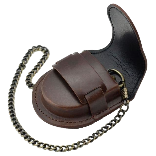 Brown Smooth Leather Strap Pouch