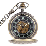 Engraved Bronze Mechanical Demi Pocket Watch