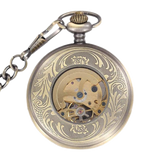 Engraved Bronze Mechanical Demi Pocket Watch