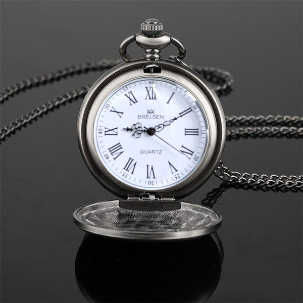 Gun Metal Analog Quartz Pocket Watch