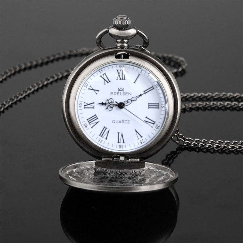 Gun Metal Analog Quartz Pocket Watch