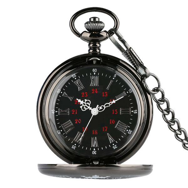 Perfect Black Roman Quartz Pocket Watch