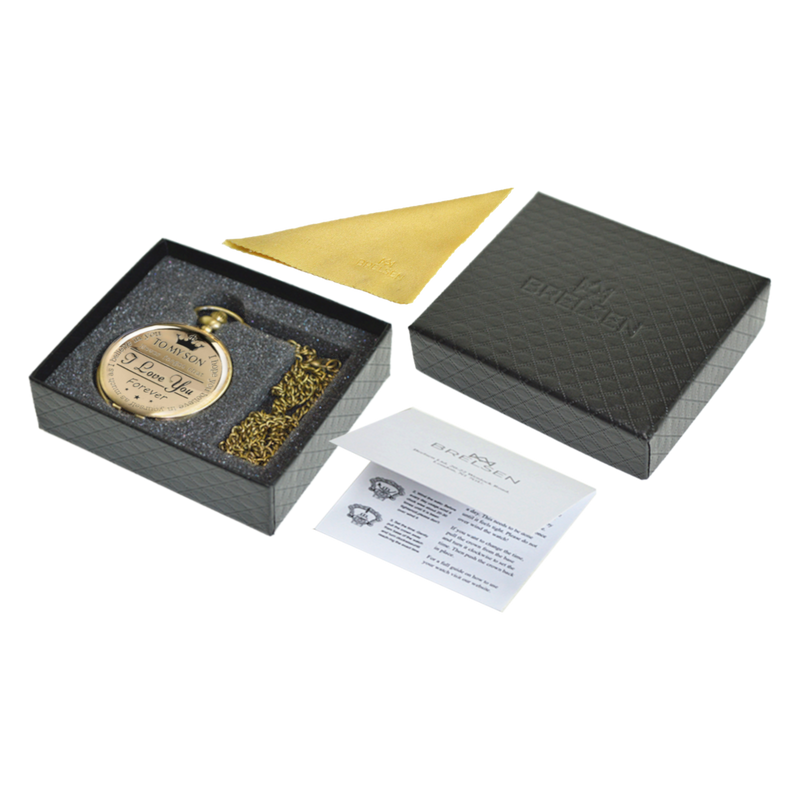 Vintage To My Son Gold Pocket Watch Quartz Movement Roman Dial