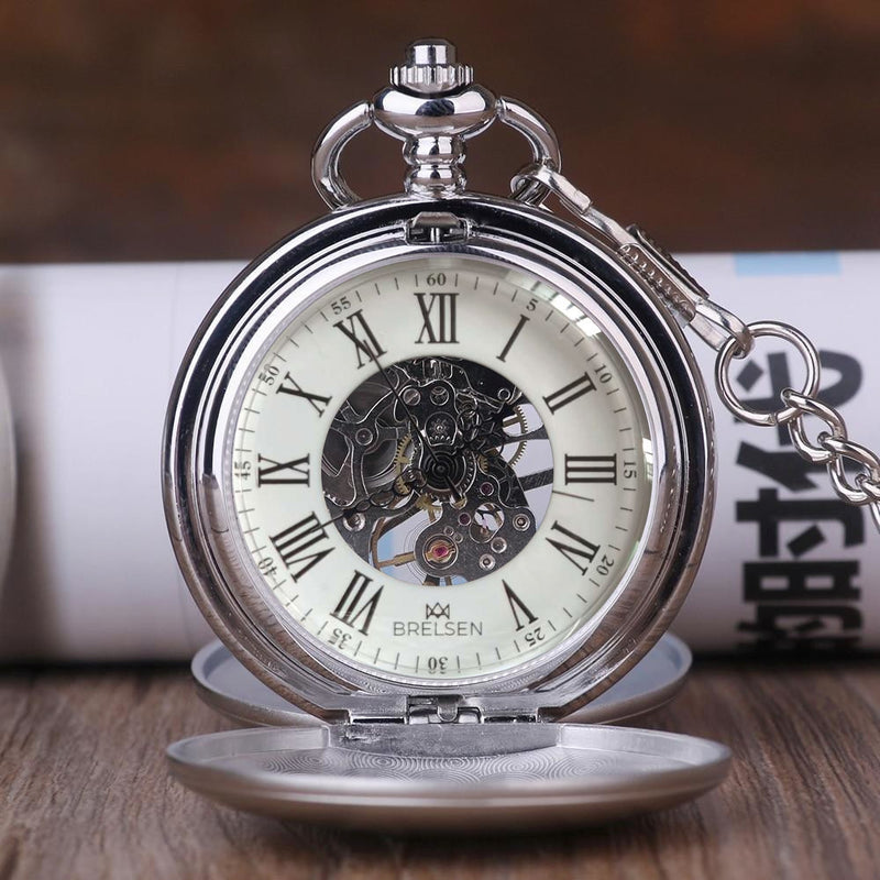 Royal Silver Double Hunter Mechanical Pocket Watch