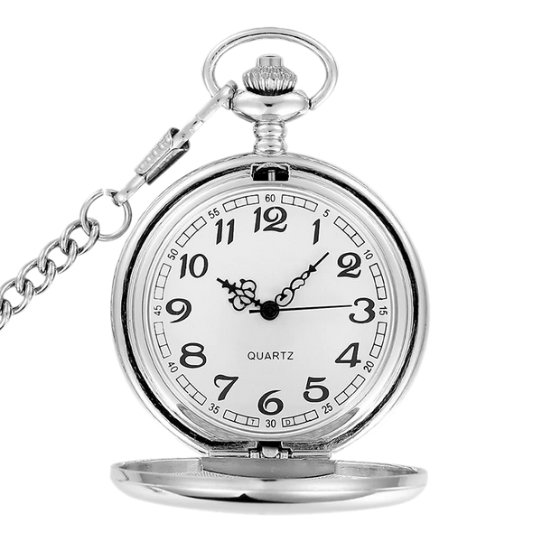 Sleek Silver Analog Quartz Pocket Watch