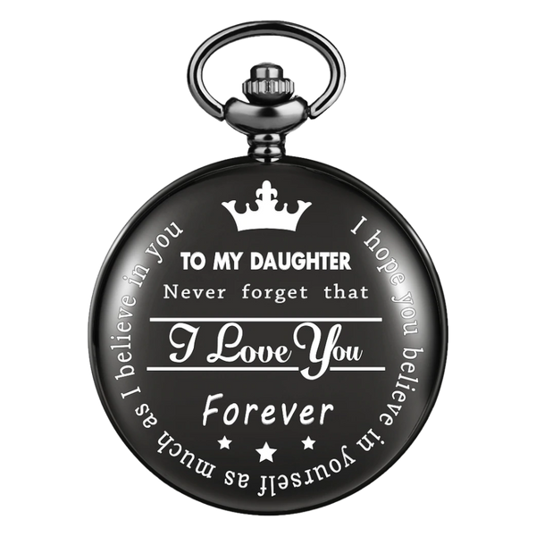 "To My Daughter" Black Pocket Watch