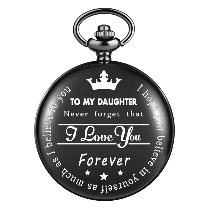 "To My Daughter" Black Pocket Watch