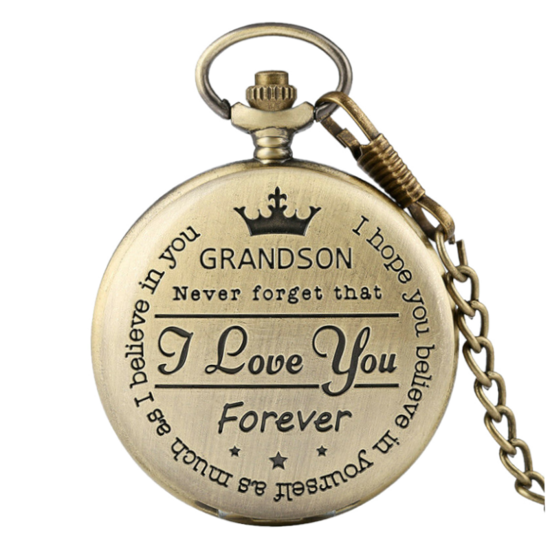 "To My Grandson" Bronze Pocket Watch