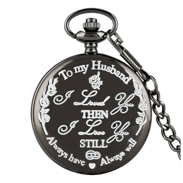 "To My Husband" Black Pocket Watch