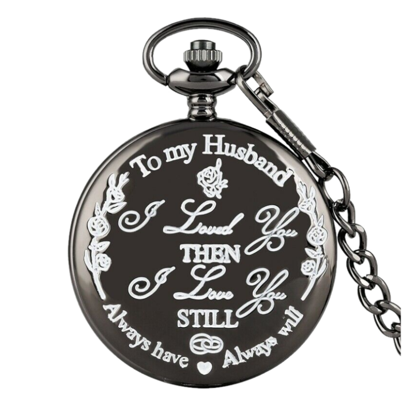 "To My Husband" Black Pocket Watch