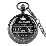 "To My Son" Black Pocket Watch