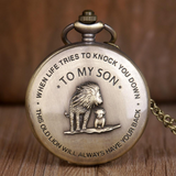 "To My Son" Lion Bronze Pocket Watch