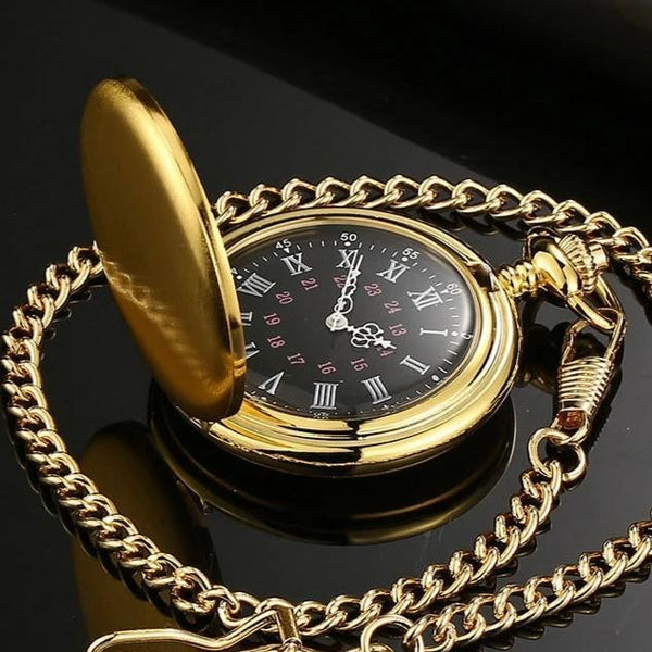 Rich Gold Roman Quartz Pocket Watch