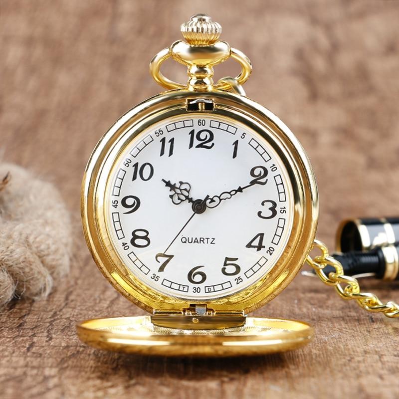 Rich Gold Analog Quartz Pocket Watch