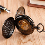 Onyx Black Double Hunter Mechanical Pocket Watch